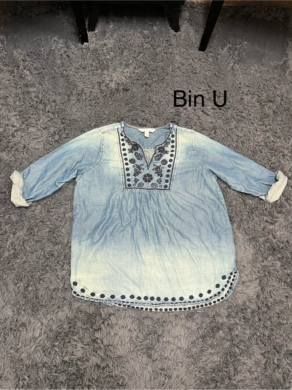 Tantrums Denim Beaded Tunic Top